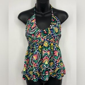 Old Navy halter top paisley floral spring ruffle scrunch back size small NWT